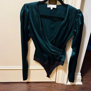 Elegant Green Wrap bodysuit